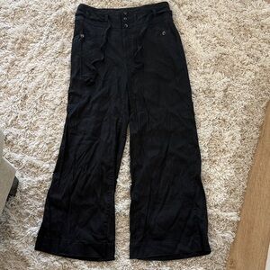Anthropologie Black Wide-Leg Linen Blend Pants
